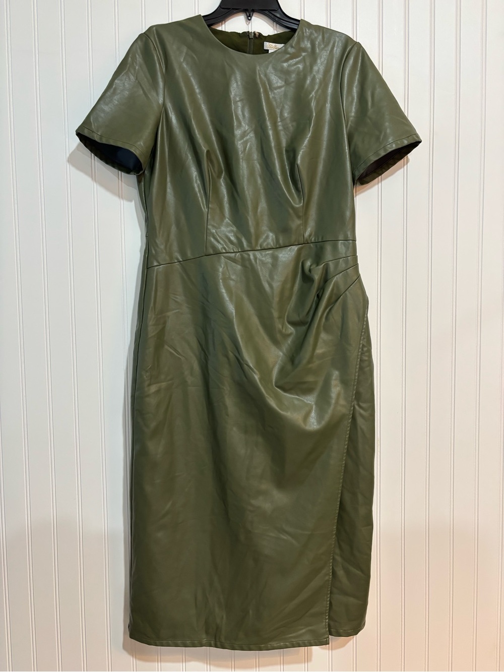Shakuhachi Olive Faux Leather Twist-Waist Midi Dress - Picture 5 of 8